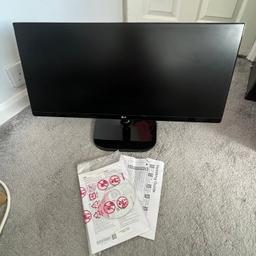 Hi there 

For sale is my PC monitor. 

It’s got great specs and is perfect for gaming or office work. 

Specs are: 

- 25 inch ultra widescreen gaming monitor
- 2560x1080 at 75Hz 
- IPS panel with game mode 
- Two HDMI inputs with 3.5mm audio output
- Stand included 
- VESA wall mountable 75x75mm

I’ve used it for light office work but selling due to moving to a smaller place. 

Excellent condition great for work and gaming. Grab a bargain!
