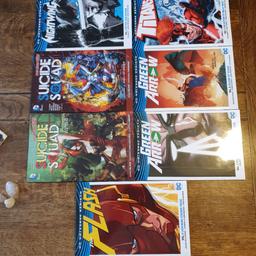 dc graphic novel bundle includes 

New 52 Suicide Squad volume 1 & 2
Rebirth Flash volume 1
Rebirth Green Arrow volume 1 & 2
Rebirth Nightwing volume 1
Rebirth Titans volume 1
these cost over 90 quid.   in  like new  condition
