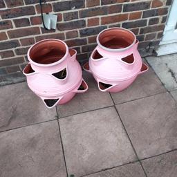 2 upcycled strawberry planters both stand 21 inches high (54 cm) they are £20 each cash on collection only from battersea sw8