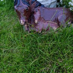 heavy concrete horse and foal good condition