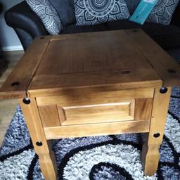 square coffee table in Corona wood. good condition. collection only.