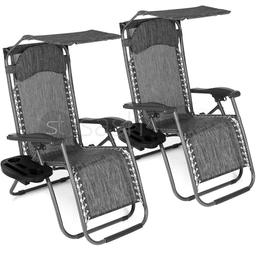 LIVIVO Set of 2 'Zero Gravity' Reclining Garden Chairs with Pivoting Sunshade and Removable Side Tables (Two-Tone Grey) Experience the ultimate in relaxation with the LIVIVO Zero Gravity Reclining Garden Chairs, complete with a pivoting sunshade and detachable side tables. Designed to coordinate with most types of outdoor or patio furniture, this folding garden chair set is designed to make you feel as if you're floating in the air, as well as providing shade for the eyes when laying back, or tr
Colour
Grey
Material
Aluminium
Type
Recliner
Dimensions
Item Length
177
Item Height
13cm
Item Width
110cm, 110 cm
Additional Product Features
Custom Bundle
No
Main Colour
Black
To Seat
Up to 2