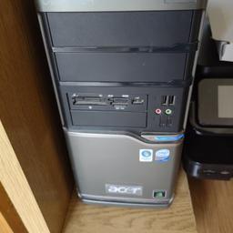 Acer Veriton M460 Intel Core 2 Quad Q6600, 4GB Ram, DVD Writer, RRP £549+

Specs are shown in image.
Ideal for office work etc.
Windows 10 Pro installed
May want to upgrade the graphics card, otherwise works fine with VGA connection.

Tower measures: 8cm wide, 44.15cm deep and 36.7cm

Has PCI slots and a single x1 PCI Express bay for any upgrades etc.

Sold as seen no returns.

Keyboard, mouse and monitors are available to purchase as extras please view my other listings.

Bargain at £60 no offers
Collect from Leeds LS17 or can be posted for extra. No personal deliveries.