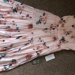 Only ever worn once. Excellent condition, includes original tags and bag. Age 11. Bought from Monsoon - Satin Floral Maxi Dress (original price £58).