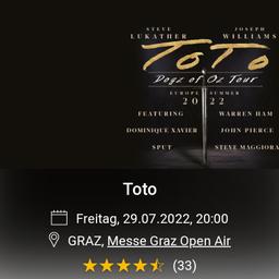 1 Golden Circle Ticket für Toto in Graz am 29.07.2022
Privatverkauf