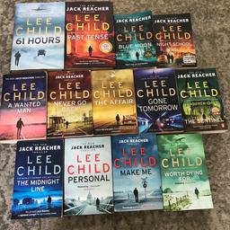 13 Jack reacher novels 
£1 each or all for £10
Postage cost is for one book, if you want them all sent I will discuss postage cost with you.