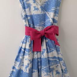 This is probably in my top 3 dresses bought our my daughter.

Lovely summer blue colour depicting children playing on a beach

States size 7 years / 122 CMS

In excellent condition. 

Non smoking home
Collection or can post at additional cost
Check out my other items to save on postage