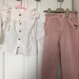 White frilled blouse
Pink waisted bottoms 

#zaragirl #zarakids #zara4-5 #zarakidssummerwear #zarasummer
