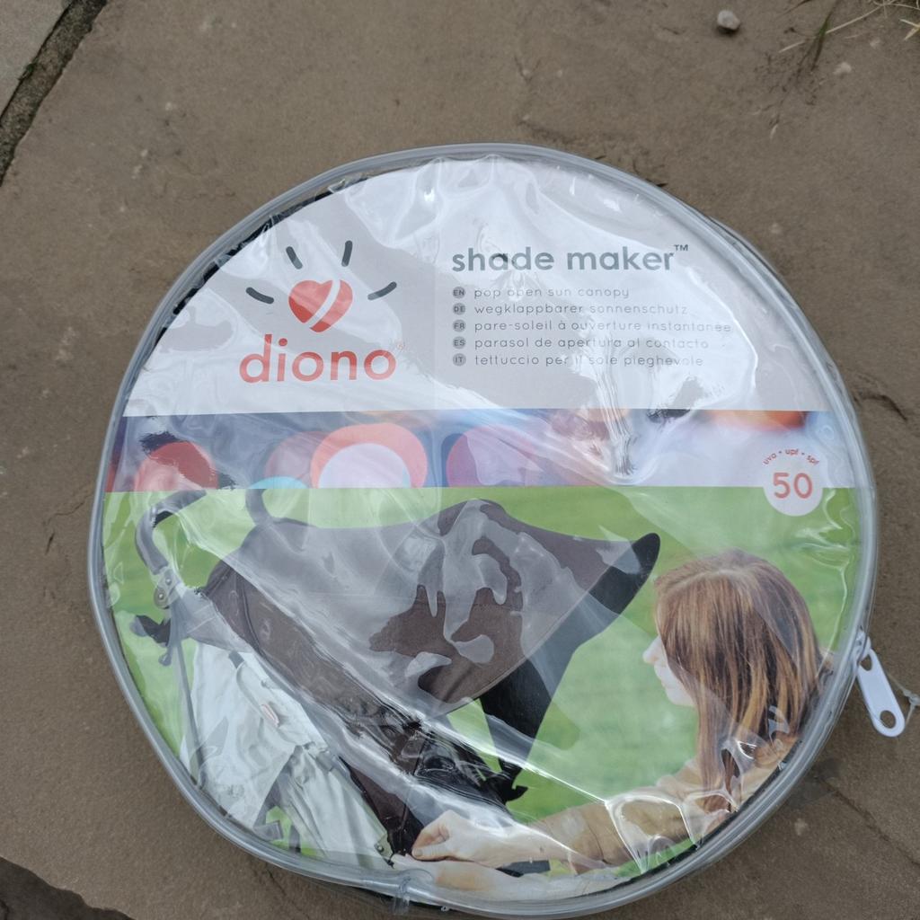Diono pop up sun shade attachment for push chairs.

Very good condition.
Pops up and folds down for easy storage.
Can be collected from the Sutton Coldfield area.