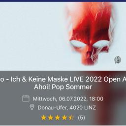 Verkaufe Sido Konzert Karte
Am 06.07.2022 in Linz

Abholung in 5145 Neukirchen an der Enknach
