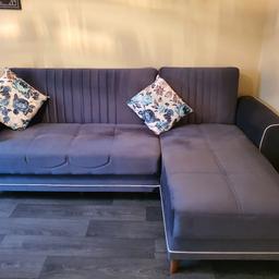 Super soft plush velvet sofa bed with 2 cushions great condition pet and smoke free home just needs a little clean need gone asap open to offers