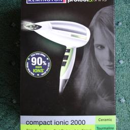 Protect & shine, compact ionic 2000w. Anti-static, frizz-free shine. Three heat setting & two speeds. Rarely used so in excellent working condition. Would make a nice gift