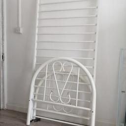 White single bed frame, standard wear and tear. Otherwise in good condition, selling due to re decoration.