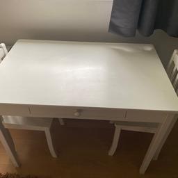 White table from GLTC (Whittington range).
Includes 2 white chairs

114H x 90W x 60D table size
Collection only from B74 Sutton Coldfield
Smoke free pet free household