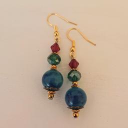 New Handmade by me gold tone beaded earrings