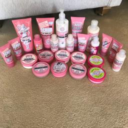24 X ITEMS OF SOAP & GLORY BODY WASHES, HAND & FEET LOTIONS, BODY CREAMS, BODY & FEET SCRUBS, BODY BRONZING LOTION, & FACIAL CLEANSER

IDEAL FOR GIFTS, TRAVELLING OR TO USE LIBERALLY

HYGIENICALLY CLEAN KEPT & AWAY FROM SUNLIGHT
FROM A SMOKE/PET FREE CLEAN HOME
THANKS FOR LOOKING

WILL SPLIT ITEMS TO SELL
