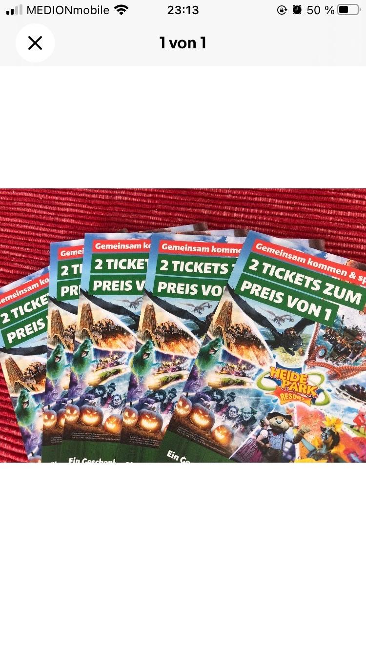 5 x Heide Park 2für 1 Gutschein 2022 in 19057 Schwerin für 5,00 € zum Verkauf Shpock DE