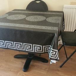 Sturdy nice table from a pet free and smoke free family house

*Chairs not included

The wooden laminated top has some scratches but are not noticeable when has a dining sheet on it.

*Collection Only.