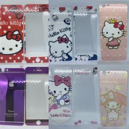 1) red hello Kitty front and back stick on
2) white hello Kitty front and back stick on 
3) clear hello Kitty front and back stick on 
4) shiny purple front and back stick on 
5) melody back stick on 
6) pink hello Kitty back stick on 

All brand new never been used 
Selling cheap to get rid of them asap
