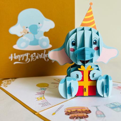 Buy & Sell Gloucestershire Gloucester - Photos for Happy birthday Elephant 3D PopUp Card