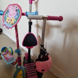 Peppa pig scooter it's in very good condition. Pink one is missing one handle bar.
both for £5