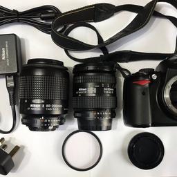 Kit includes:
1 x Nikon d5000 camera body
1 x Nikon AF 24-50mm lens
1 x Nikon AF 80-200mm lens
Nikon 62mm UV filter
Quick battery charger
Usb cable

Used camera kept in pristine condition and works perfectly.
Message me if you have any questions.
