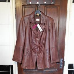 SIZE: 16

BRAND: Elvi

CONDITION: New with tags, bought for £199

INFO: Minor fading on the back due to being in storage for around 14 years + may have the odd mark. Buttoned front, 100% leather, lined + 2 outer pockets

--------------------

If need measurements, please ask!

--------------------

COLLECTION (M34 5PZ) or POSTAGE AVAILABLE (via Royal Mail)

--------------------

Audenshaw Gorton Ashton Denton Openshaw Droylsden Manchester Hyde Tameside Reddish Dukinfield Stalybridge ladies womens jackets coats biker vintage dark brown extra large plus size size 14 curvy oversized brand new bnwt size 16