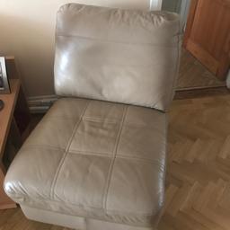 Selling our lovely beige leather armchair which has hardly been used over the years. Excellent condition and very firm and comfortable. Measurements as follows:
Width 68cm
Height 35cm
Full depth 103cm
Seat depth 66cm
Original price was over £300, asking only for £50 for quick sale.
