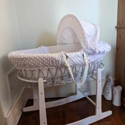 We are selling our lovely, almost as new, moses basket. Our baby has outgrown the basket and we no longer need it. It is as new with just very small wear and we would be very happy if it goes to a good home.
We actually bought a better mattress, Milliard Premium Mattress 4cm thick, as the original was quite thin, only has 2 month. We are selling it with some bedding sheets and cover.
Feel free to get in touch if you are interested. Due to the size we only recommend collection from CR2.