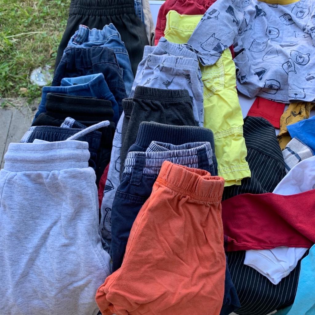 Job lot of baby boy clothes 18-24 months

All very good condition and some new. Includes

- 9 jeans/trousers/joggers
- 5 pyjama sets
- 15 t shirts/sweatshirts
- 3 body suits
- 4 shorts
- 1 smart shirt and trousers set
- 1 dungaree
- 2 shirts
- 1 sports joggers and zipped top
- 1 hoodie
- 1 jumper

All from a smoke and pet free home