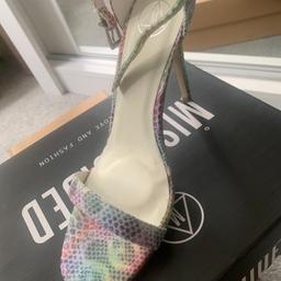Misguided multi snake print heel 
Stunning shoes 
Brand new in box as can see