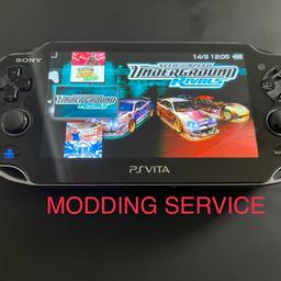 PS VITA (MODDING ONLY) £45
ANY QUESTIONS MESSAGE ME

TYPICALLY TAKES 1 day

CAN INSTALL ALL GTAS
PSVITA GAMES
PSP
PS1
gba and more

YOU WILL NEED YOUR OWN SD2VITA ADAPTER and Micro sd card
i can supply for extra £10
