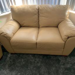 Real leather sofa is clean and good condition 2 and 3 seater sofa