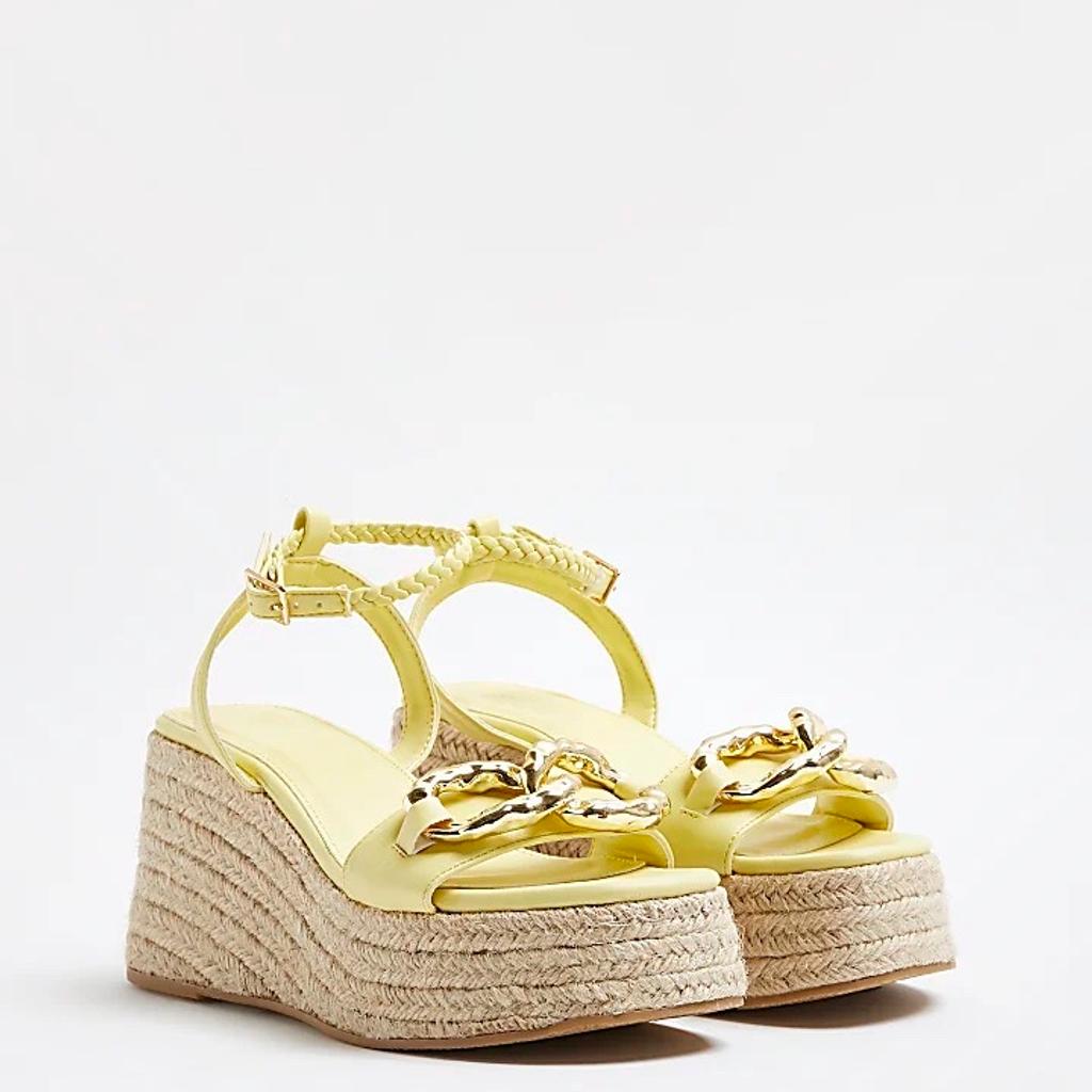 Brand new with tag river island yellow wedge sandals size 5