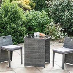 Rattan Effect Compact Square Bistro Set

* 3pcs Bistro set
* stunning furniture
* Space saving
* Dimensions: Table: W51 x H75 x D67.5cm
* Chair: H71 x W43 x D53cm

This rattan coffee table and chairs will create a classic centrepiece in any setting

Made from PE wicker rattan, this set is UV resistant, water-resistant, and is built to last. These lightweight chairs and table are easily movable and simple to store as the seasons come and go

- Space saving compact design

RRP: 225

£119 

Telford !