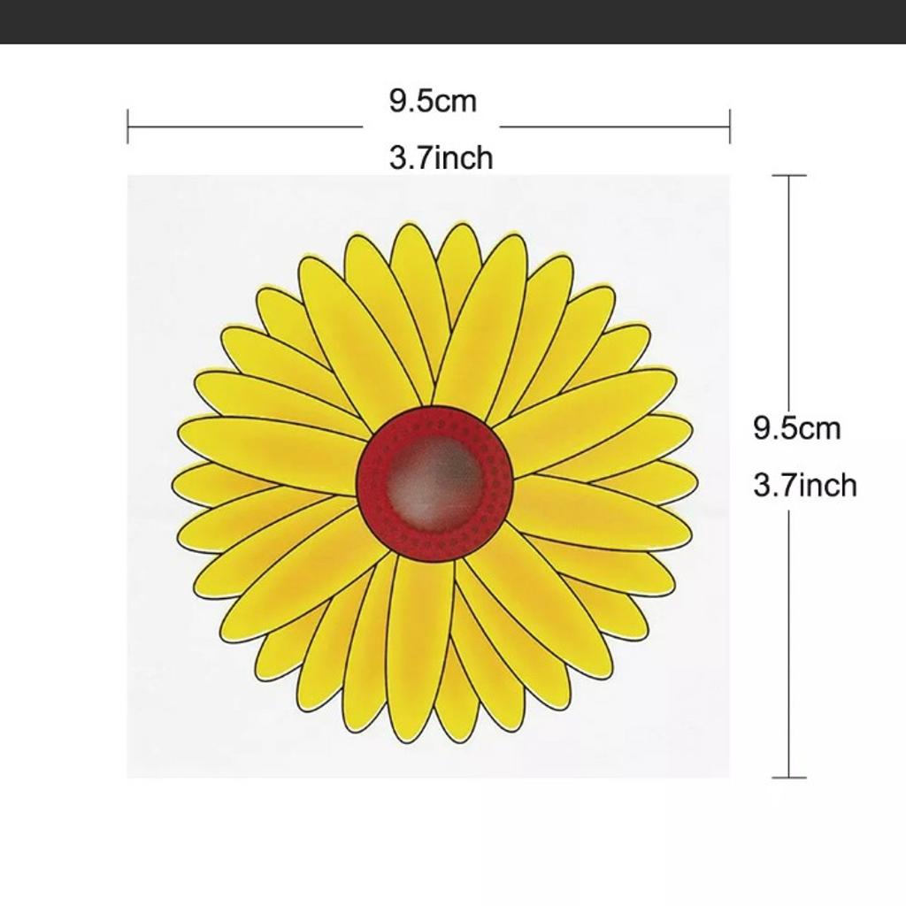 Insect Killer Sticky Window Double Sided & glue- coated, self-adhesive windows &other surfaces.An attractive sunflower design.
To apply, stick the side with the two pieces of backing on to your surface (the side with the single piece of backing is the surface flies land on)
9.5cm x 9.5cm

3 stickers for £1.20