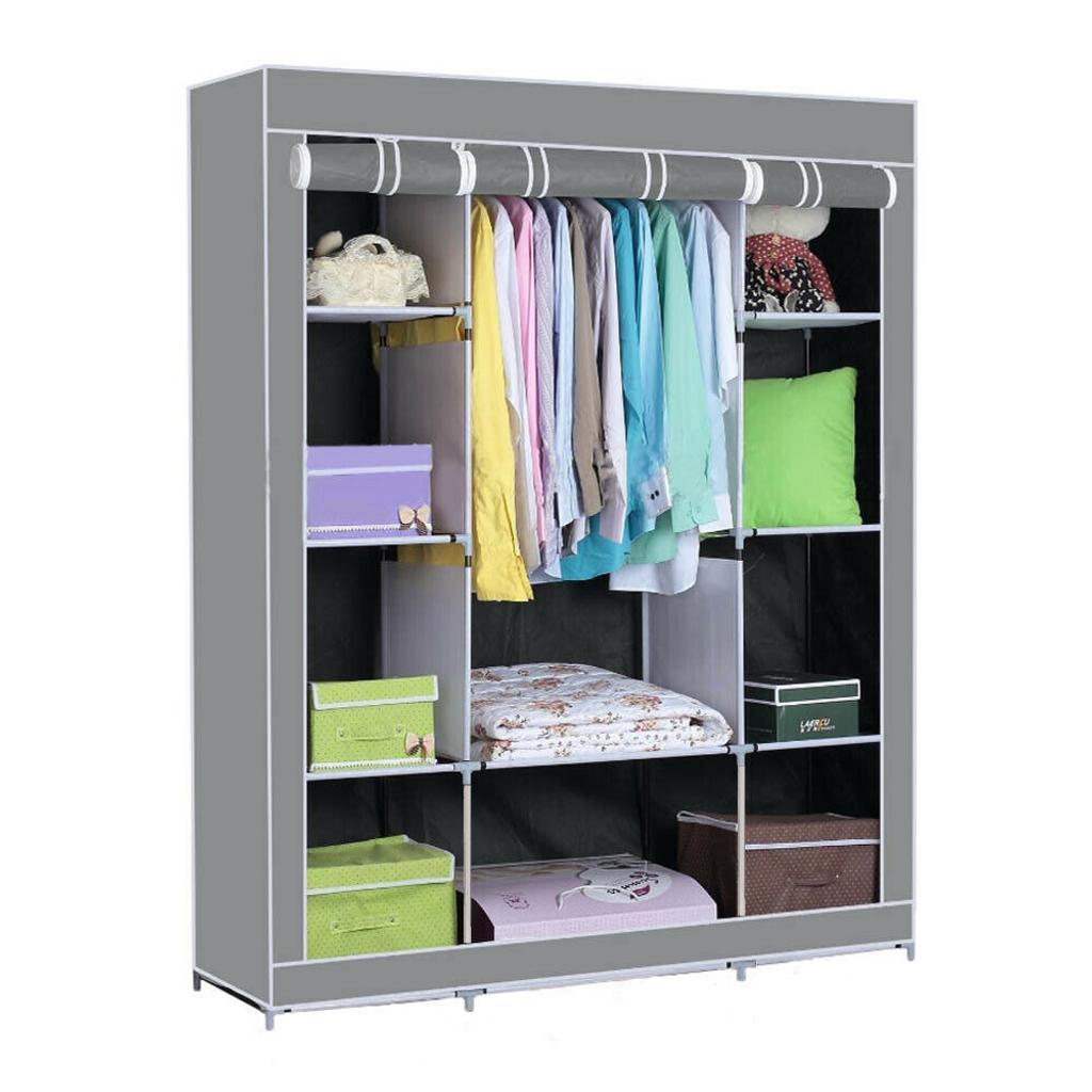 1.Excellent Storage Solution for every household. Made from Thick non-woven fabric.

2.Great Design and Style

3.Large enough for several clothing hanging in.

4.Triple Designing.

Specification:

Size: 128x45x173cm

Age: 21st Century (2000-now)

Features:Flat Pack, With Hanging Rail.

Room:Bedroom

Style:Modern

Type:Canvas Wardrobe

Material:Metal & Fabric

Package Include:

1X Large fabric canvas wardrobe

Please Note:

The colour of the product received may vary in shade slightly as this depends on the resolution of your computer screen.