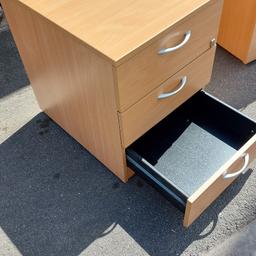 MAPLE 3 DRAWER OFFICE CABINET. EXCELLENT CONDITION. NO KEY BUT COUPLE POUND ON AMAZON. ON WHEELS. 17" X 24" X 26" TALL. CAN DELIVER LOCALLY FOR PETROL.