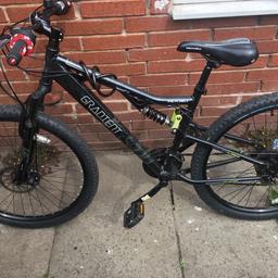 Hi I have a MTB for sale it has double disc braces and has full suspension ant the tires alone are worth £60 works perfectly cash on collection £180 Ono or can deliver for petrol money call me 07466928309