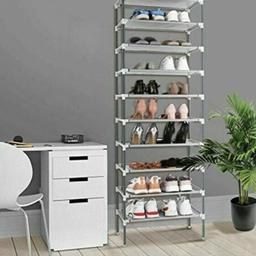 Specifications:
1. Item Type: Shoe Rack
2. Material: Non Woven Fabric & Steel
3. Color: Gray
4. Dimensions: (22.44 x 11 x 67.72)" / (57 x 28 x 172)cm (L x W x H)
5. Tiers: 10 Tiers
6. Design: Space Saving
7. Feature: Easy Assembled
8. Suitable for: Home, Dormitory, Office, etc.
9. Shoes Capacity: 30 Pairs
10. Weight: 3.64 lbs / 1.65 kg