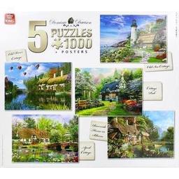 **Brand New**

~ 5 in 1 Classic Collection Jigsaw Puzzle - 1000 Pieces & Poster

~ Cottage Themed
~ Number of Pieces: 5000 (1000 per puzzle)
~ Age Range: 8+ years
~ Dimensions: L: 24cms x W: 25cms x H: 5cms
~ Finished Puzzle Measures: approx 68cm x 49cm
~ All puzzles are sealed into a polybag