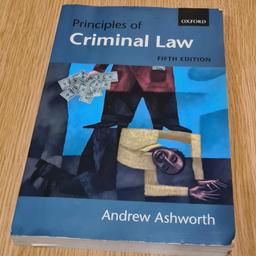Principles of Criminal Law by Andrew Ashworth (Paperback, 2006). Well preserved, Still in pristine condition.