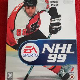 Vintage PC game NHL 99 in original box. Box is in a good condition for its age, booklet and disc are pristine as hardly used. We also have NBA Live 99 for sale, also in an immaculate condition and can do both of these games together for £20.  As well as free collection from us, we also offer UK postal delivery for £2.99.