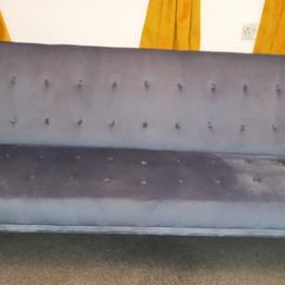 FREE!!!! Blue/Grey velvet sofa bed. Back has dropped slightly on the right hand side. I wouldn't say its obvious unless you know. Thinking maybe a bolt or piece of frame has come loose. Is otherwise in fantastic clean condition, it's not even 10 months old. The arms slot on and off as, if and when needed.

Width: 191cm
Length: 79cm
Height: 74cm

Collection only from Wombwell. I cannot deliver you will need to arrange this yourself. Please only message if genuinely interested and can collect.