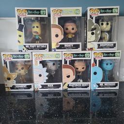 Rick and Morty Funko Pop Bundle all in excellent condition never been out of box..which are also in excellent condition. Will sell separately for £6 each or Bundle £30. Collection only
