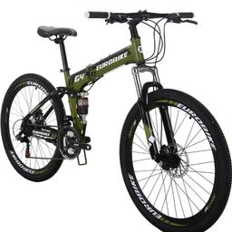 excellent quality,disk brakes,back&front suspension. model,eurobikeG4.
 can also sell excellent accessories to go with the bike for an good price.