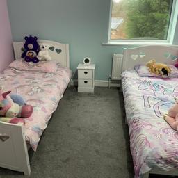 These two beautiful beds are from Argos. In good condition, needing to get rid of them down to having another baby and need to swop them girls into bunk beds now.

The head boards are the same but one has a bottom board and other one doesn’t as was bought at different times.

Both in good condition! 💕

I will sell separately or together so message me for info :)

£50 each. 

Price is for both beds. We can deliver locally for petrol costs.
