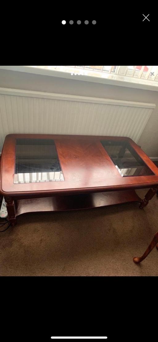 Buy & Sell West Midlands Birmingham - Photos for Brown mahogany wood glass old coffee table