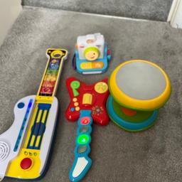 Kids toy bundle 
ELC musical drum
Fisher-Price GMX42 Laugh and Learn Click and Learn Instant Camera.
CAROUSEL Musical guitar
Baby Einstein musical piano/guitar