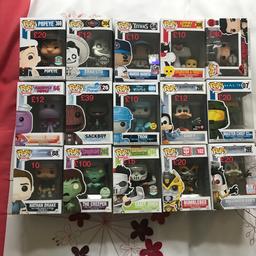 Funko pops .. never been taken out of boxes ..
All as priced..